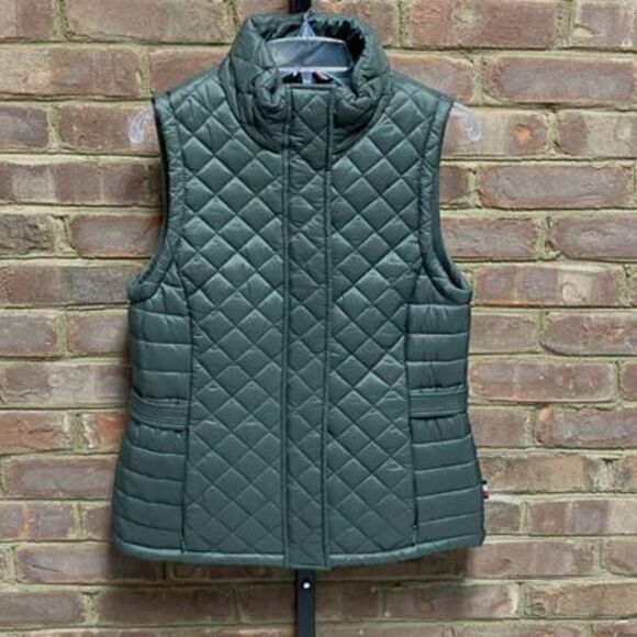 Tommy Hilfiger Olive Green Quilted Puffer Vest Size Small NEW - Picture 2 of 6